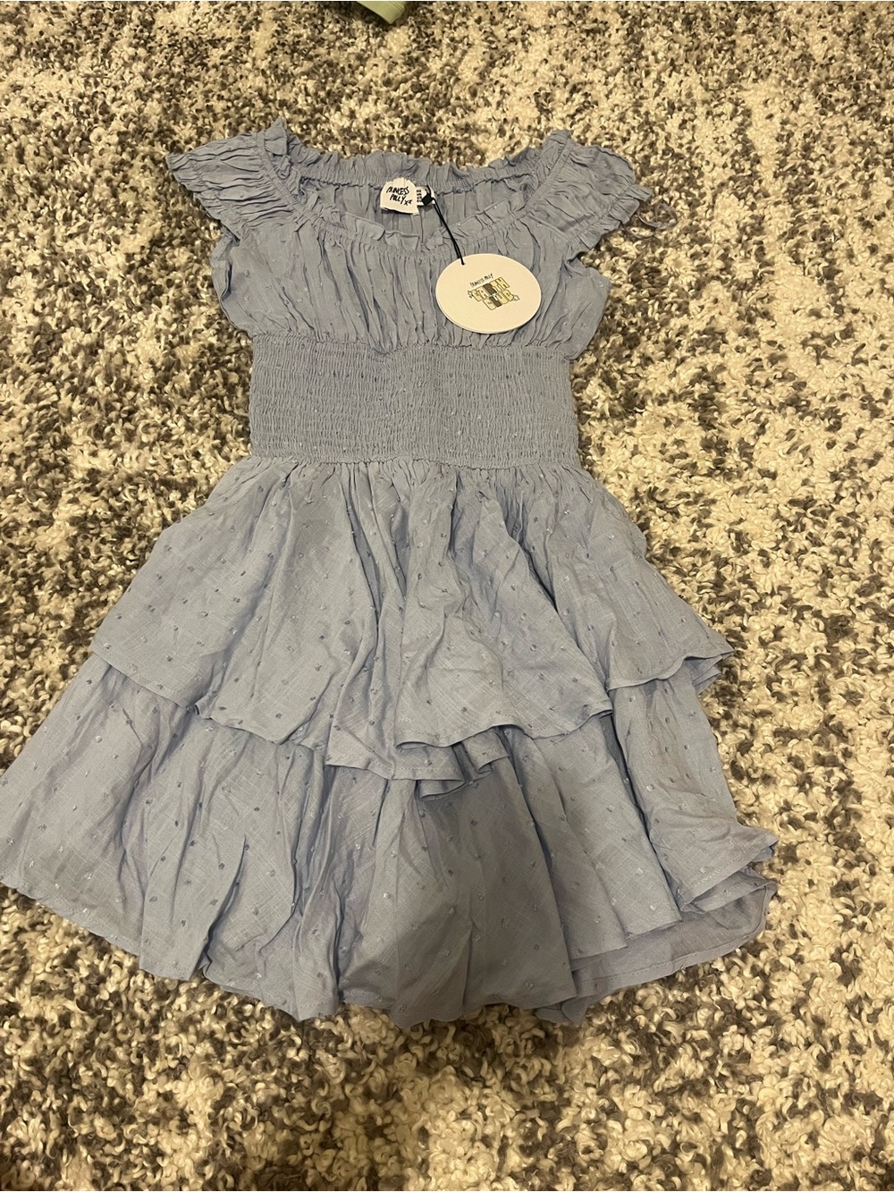 Princess Polly Light Blue Ruffled Tiered Dress for Kids